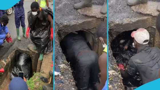Buz Stop Boys crawl into thick filthy gutter to drag out rubbish, Ghanaians hail them