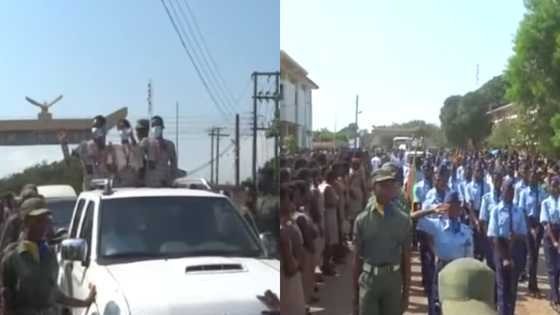 Ketasco's NSMQ team welcomed with thick crowd & cadet procession like 'heads of states' back on campus