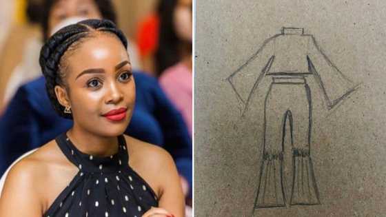 Lady gives mom a rough sketch design to make an outfit, Mzansi impressed with momma’s outstanding execution