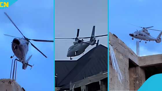 Resident films low-flying Z-9 helicopter as it searches for landing spot