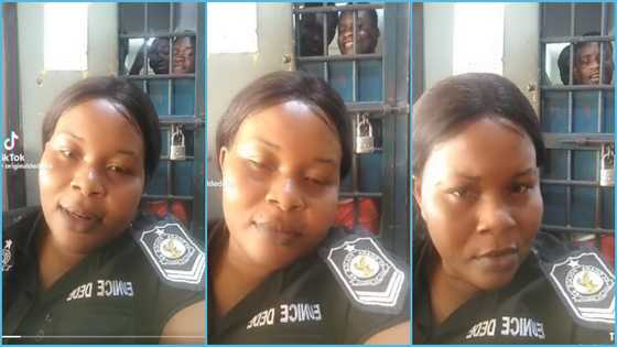 Ghanaian policewoman entertains lonely inmates with Asake's banger, video stirs reactions