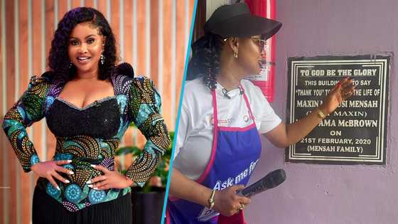 Nana Ama McBrown inspects the block she built at an orphanage 4 years ago, photos drop