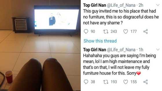Woman trolls man who invited her; says he has no furniture in his home