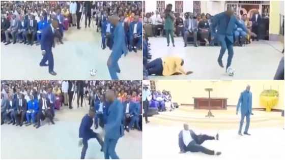 Drama as Pastor Turns Church Service to Football Field, Dribbles Members as Crowd Reacts, Video Goes Viral