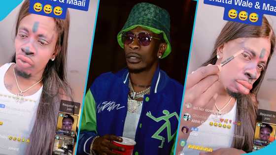 Shatta Wale takes girlfriend's makeup does his face in video: "Cobra makeup"