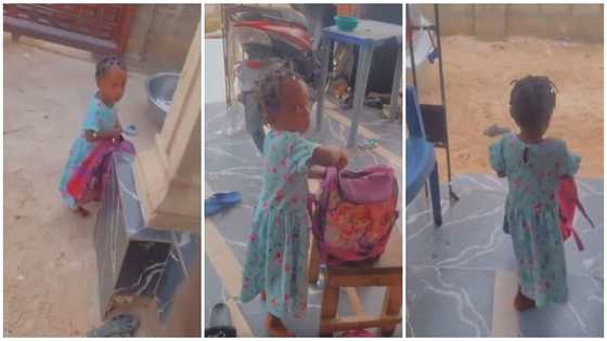 Little girl packs her bags & leaves home after being scolded by her mum, video stirs reactions