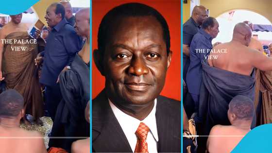 Addo-Kufuor makes rare public appearance as he visits Otumfuo at Manhyia Palace, video stirs reactions