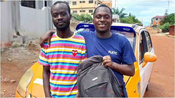 Young Ghanaian man celebrates honest taxi driver for returning laptop and other items he left in a car: ”Good people still exist"