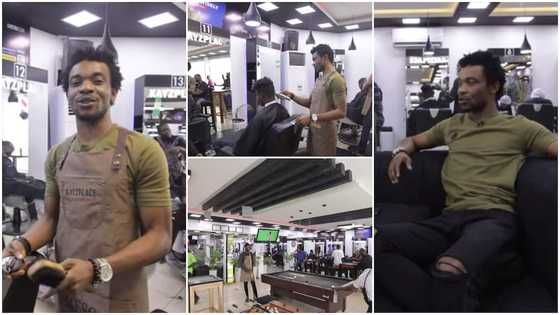 Young man who started barbering business with Ghc80 now flies private jet to meet clients like Davido & Wizkid