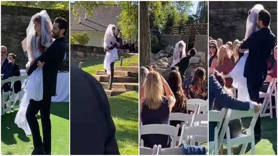 Cute moment man carried physically challenged 'bride' from entrance to the altar