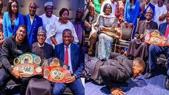 Anthony Joshua finally breaks silence on why he prostrated for President Buhari amid mixed reactions