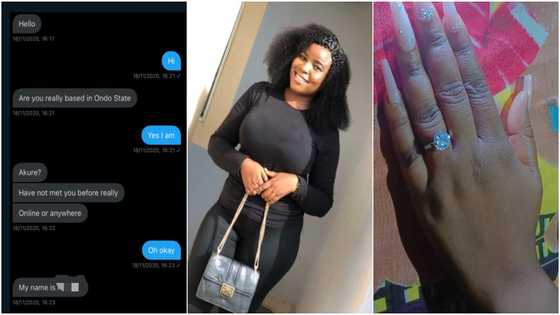 Lady gets engaged to man who slid into her DM; many react as photos go viral