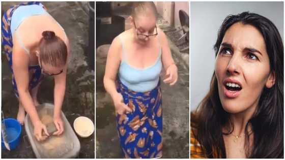 Video of 'obroni' women using grinding stone barefooted & speaking Pidgin goes viral