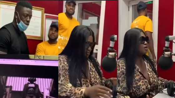 Macho man storms Accra FM to demand his money from Sista Afia during interview; video drops