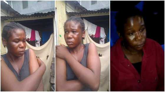 Nigerian lady runs mad after landing in Ghana, video emerges as people seek help: "She can't talk or eat"