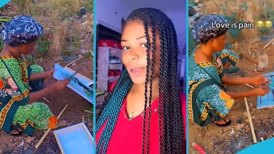 Ghanaian lady destroys boyfriend's photo frame after he ditched her on Vals Days: "Love is pain"