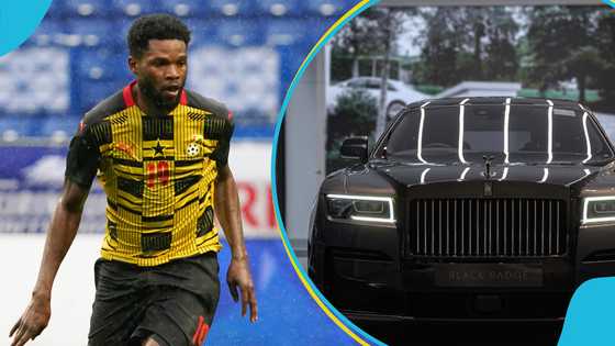 Black Stars striker turns heads in Accra as he rides in Black Rolls-Royce: Video