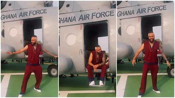 Jidenna jumps out of Ghana Air Force helicopter with excitement, Video melts hearts of many Ghanaians