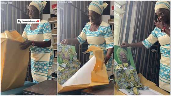 Ghanaian Man Surprises Mother With Money On Her Birthday; She Gets Emotional And Blesses Him