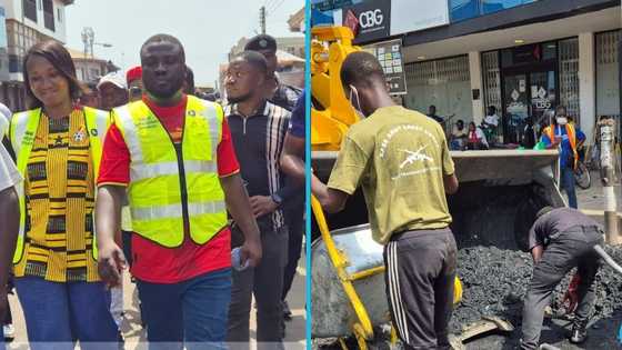Old Ghanaian woman blesses Ashanti Regional Minister at Independence Day cleanup exercise