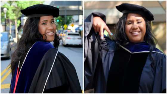 How smart Black lady celebrated after earning PhD in Economics with stunning photos; gets peeps talking