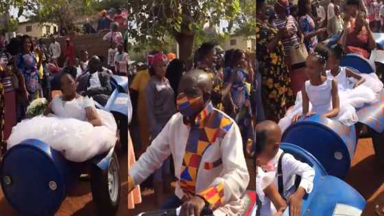 Groom causes stir as he drives wedding bride and others in miniature train, video pops up