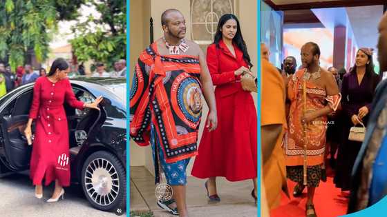 Inkhosikati laMagongo: King Mswati III's 9th Wife slays in a purple dress and GH¢53,000 Valentino bag in Ghana