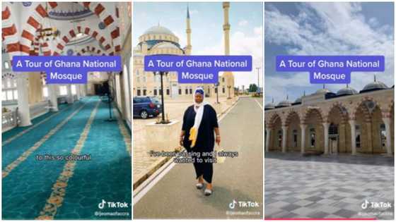 Woman takes netizens on a virtual tour of the Ghana National Mosque, shows off its impressive features