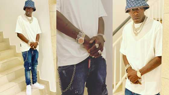Shatta Wale flaunts GHC4k jeans; critics share photos to 'prove' it is fake