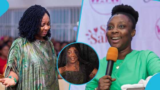 Charlotte Osei dazzles in a glamorous black gown and heavy makeup