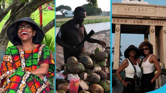 Sheryl Lee Ralph buys coconut by the roadside like an ordinary Ghanaian during her summer vacation in Accra