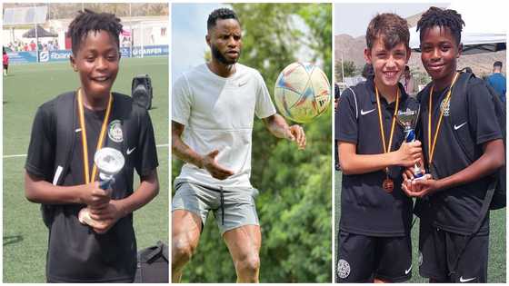 Mubarak Wakaso praises his son and cheers him on after he wins a trophy for his football club