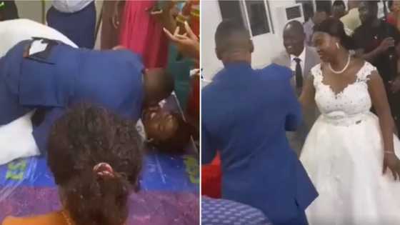 Groom whines his waist on bride in bedroom romance at their wedding reception; video causes stir