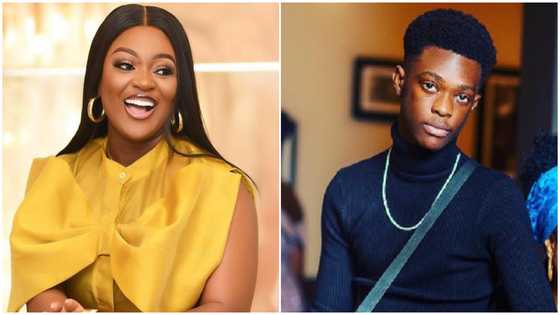 Jackie Appiah's son goes down flat with new haircut, ladies gush over him