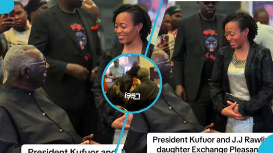 Kufuor and Zanetor Rawlings hug, kiss and crack jokes in heartwarming moment at a public event, video