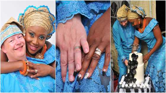 'Oyibo' man celebrates 5th wedding anniversary with African woman; shares stunning photos