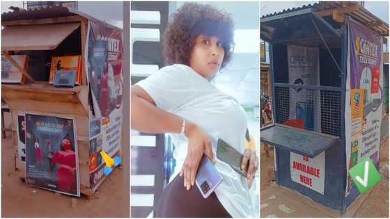 Lady inspires social media users as she shares before and after photos of her kiosk