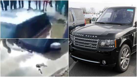 No be juju be that? Reactions as gutter ‘swallows’ range rover after heavy rainfall, video goes viral