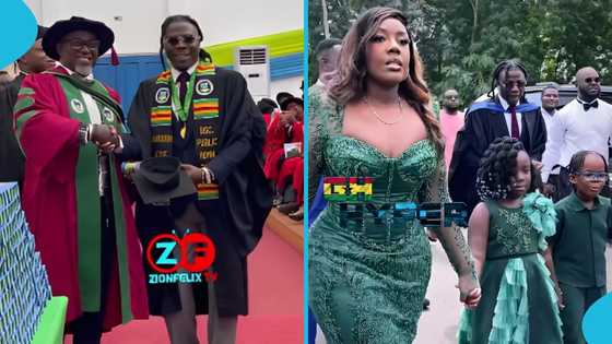 Stonebwoy, Dr Louisa and 2 kids attend GIMPA graduation Day in grand style