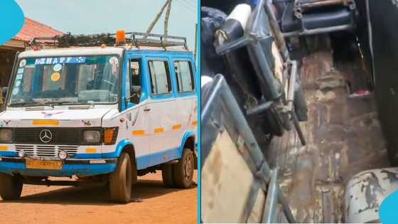 Trotro passenger urges government to act after spotting dangerous bus with missing seats