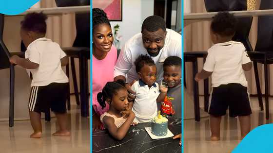 Adorable video of John Dumelo's third child Demi taking his baby steps at home, video