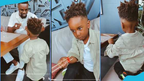 Sarkodie gives his only son a sick taper fade haircut, Ghanaians tell him to change it