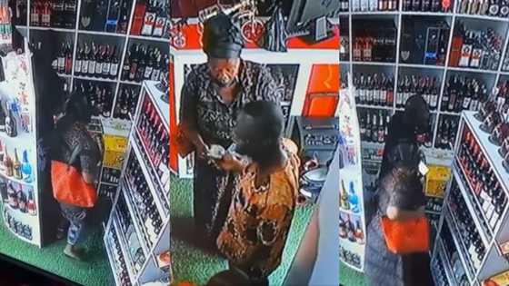 CCTV captures mother and son boldly stealing from a wine shop at Tema