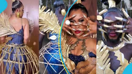 Official Dacoster mimicks Nana Ama McBrown's poses in funny video after recreating her 8th EMY Africa look