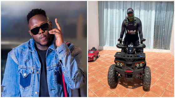 Medikal flaunts luxury cars in his mansion as he adds a quad bike to his fleet