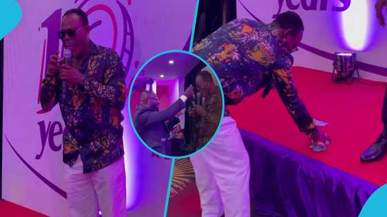 Despite and Ofori Sarpong spray Dada KD with cash, fans react to how he responds to the gesture