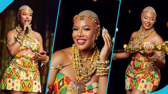 Nigerian actress Nancy Isime looks ethereal in kente as she hosted the 8th Emy Africa Awards