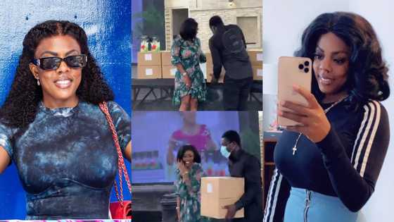 Nana Aba Anamoah shows riches as she pays GHc10k for two boxes of 'bofrot'; video drops