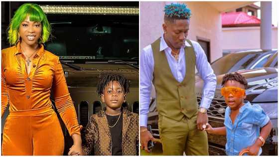 World's best dad: Michy shades Shatta Wale as their son snubs him & gives touching gift to mom on Father's Day