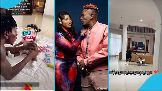 Shatta Wale shows his daughter fatherly love as he babysits her at home, video melts hearts
